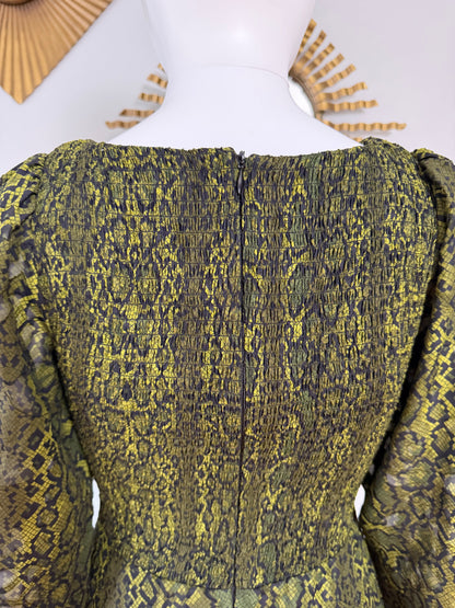 French Connection- Green Aurey Python Maxi Dress