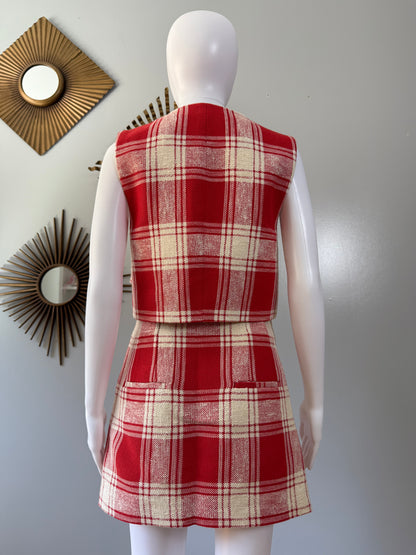 Zara - Red Plaid Skirt Set