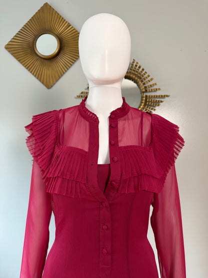 Ted Baker London - Pink Anastai Ruffled Long Sleeve Dress