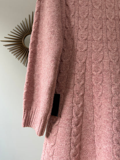 Lulu’s - Mauve Cable Knit Mini Sweater Dress