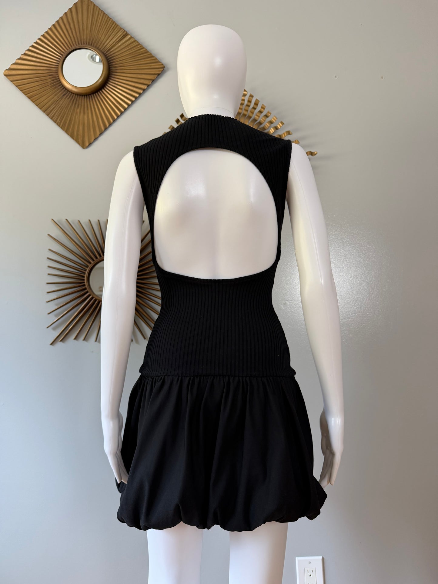 ZARA - Black Mini Bubble Dress w/ Open Back