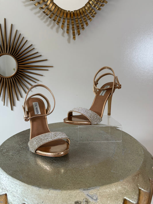 Steve Madden - Rose Gold Rhinestone Embellished Heels