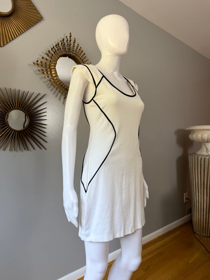 Express - White Mini Dress W/ Black Piping