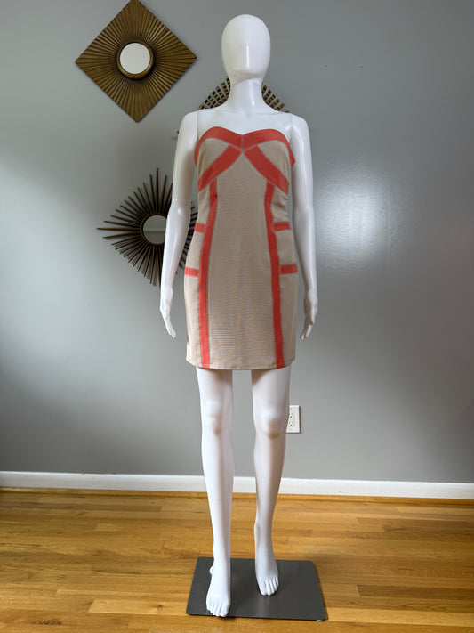 Wow Couture - Beige Strapless Bandage Dress