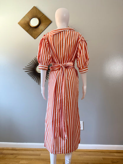 ZARA - Orange Stripes Midi Dress