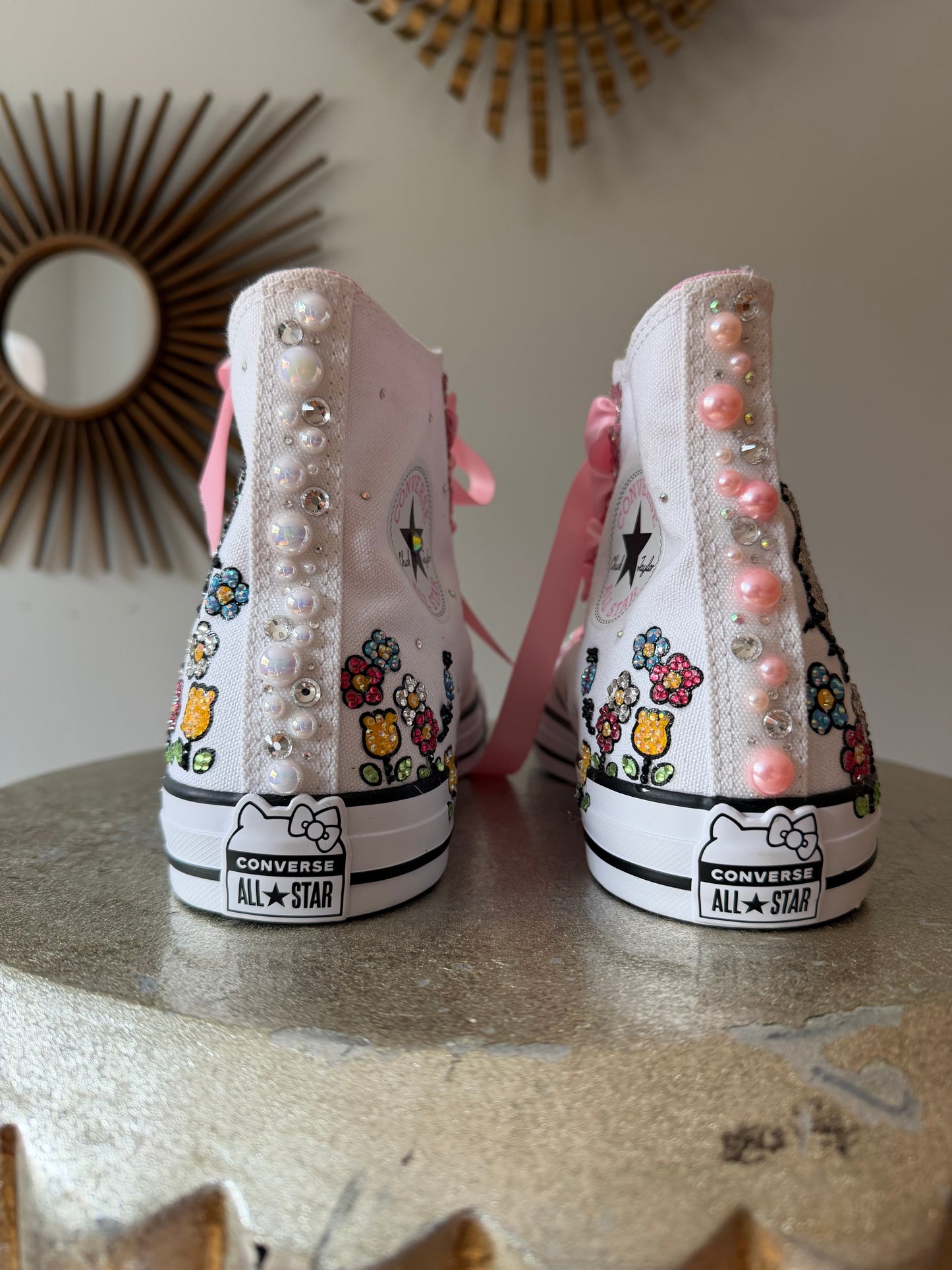 Converse - Hello Kitty White & Pink Bedazzled High Top Sneakers