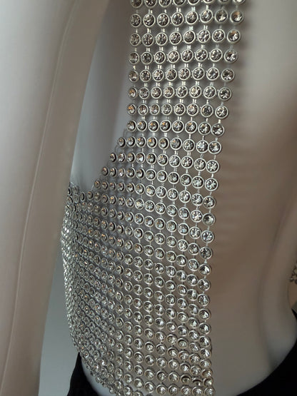 House of Harlow 1960 - Silver Rhinestone Embellished Crop Top