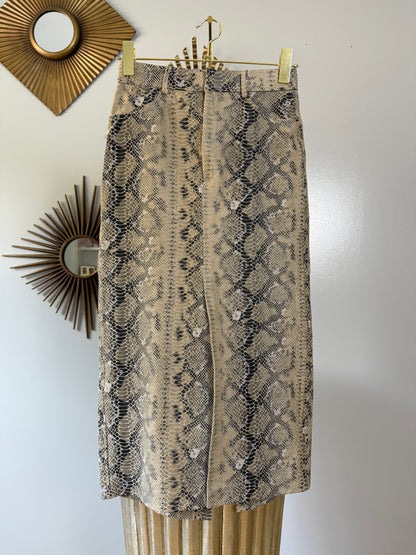 Zara - Snakeskin Faux Leather Pencil Skirt