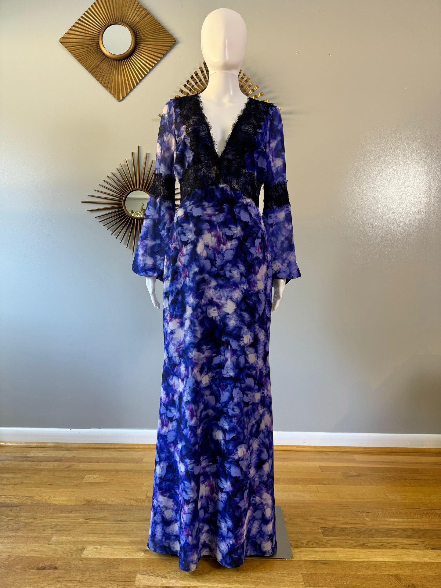 Belle Badgley Mischka - Blue & Purple Maxi Dress w/ Lace Details