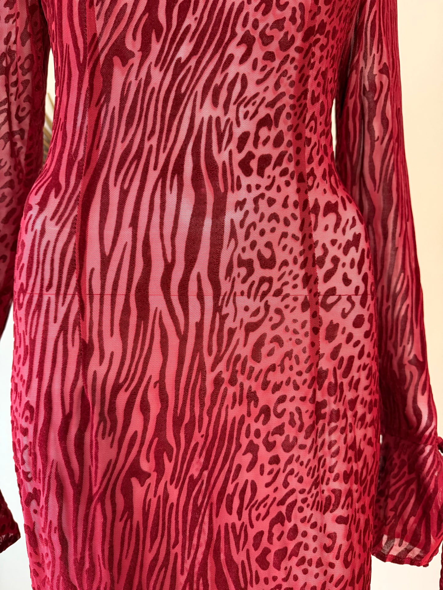 Miss Circle - Red Waylynn Velvet Burnout Maxi Dress