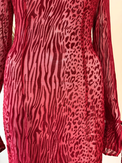 Miss Circle - Red Waylynn Velvet Burnout Maxi Dress