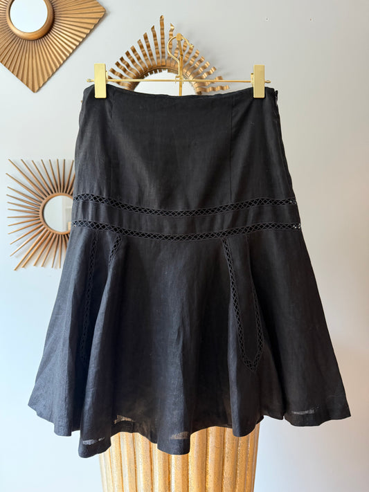 Ralph Lauren - Black Linen A-line Skirt