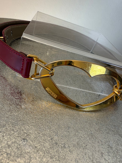 Moschino - Red Leather Heart Buckle Belt