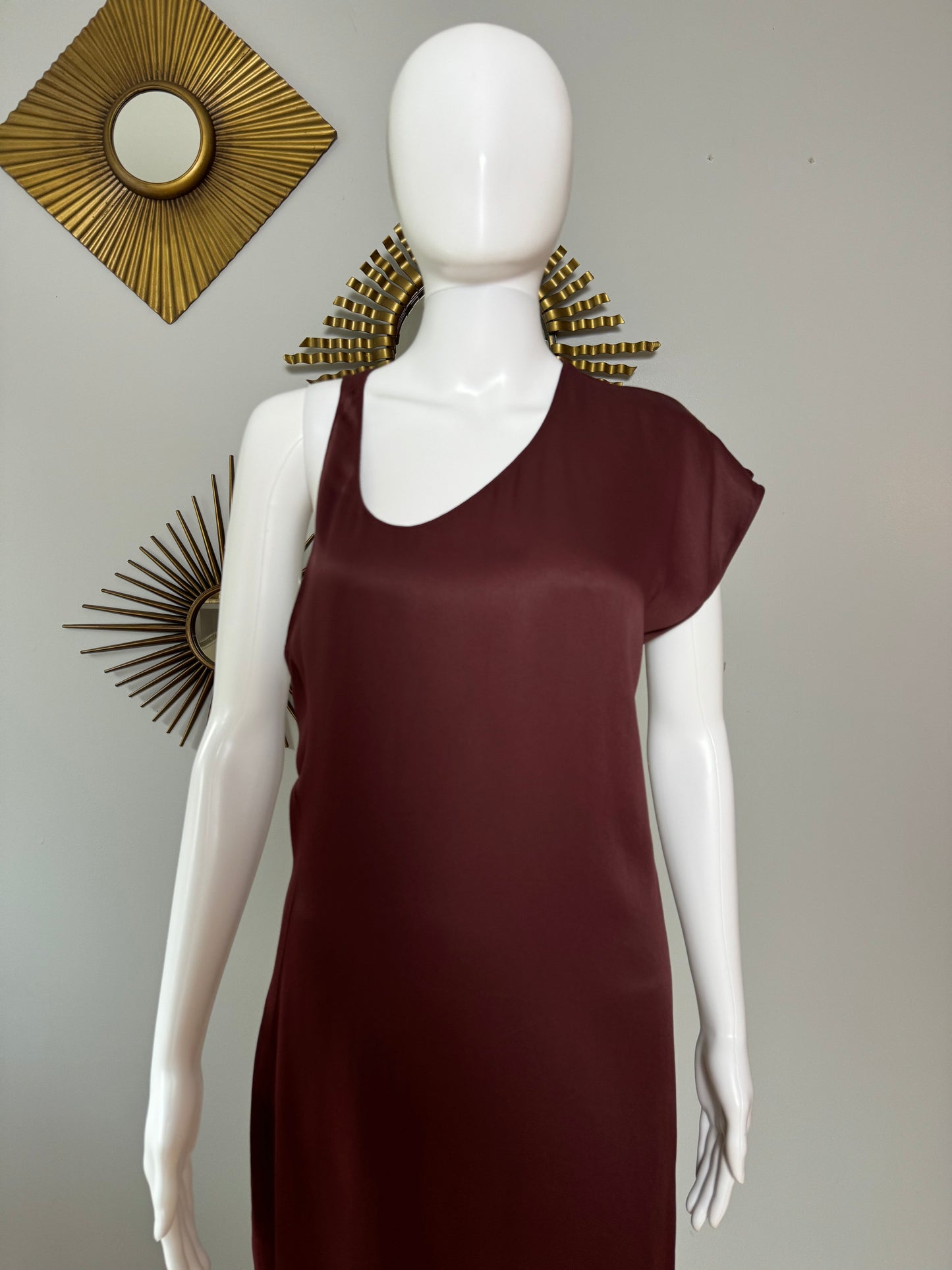 ZARA - Burgundy Asymmetrical Midi Dress