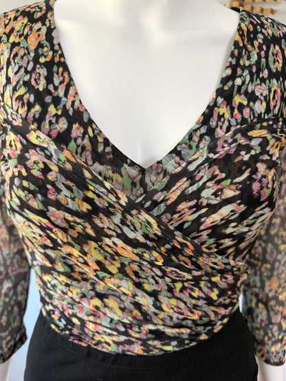 Bebe - Black Floral Mesh Bodysuit