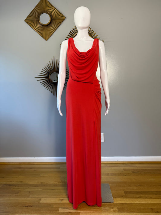 BCBGMaxAzria - Orange Sleeveless Cowl Neck Maxi Gown