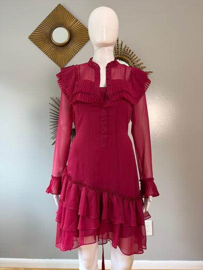 Ted Baker London - Pink Anastai Ruffled Long Sleeve Dress