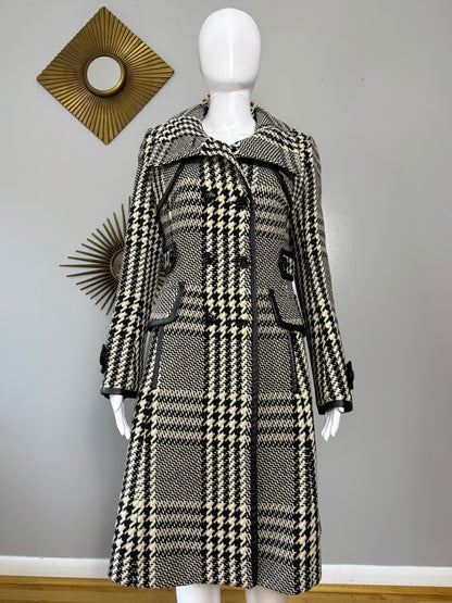 Karen Millen - Black Houndstooth Wool Coat