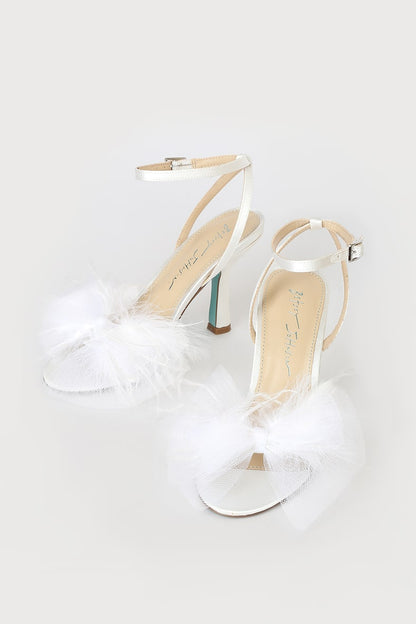 Betsey Johnson - Lylla  Ivory Satin Bow Feather Heel