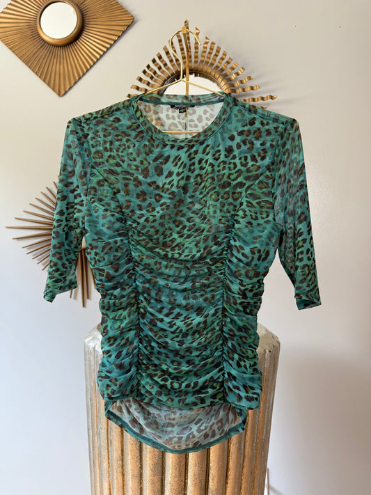 Guess - Blue Animal Print Mesh Top