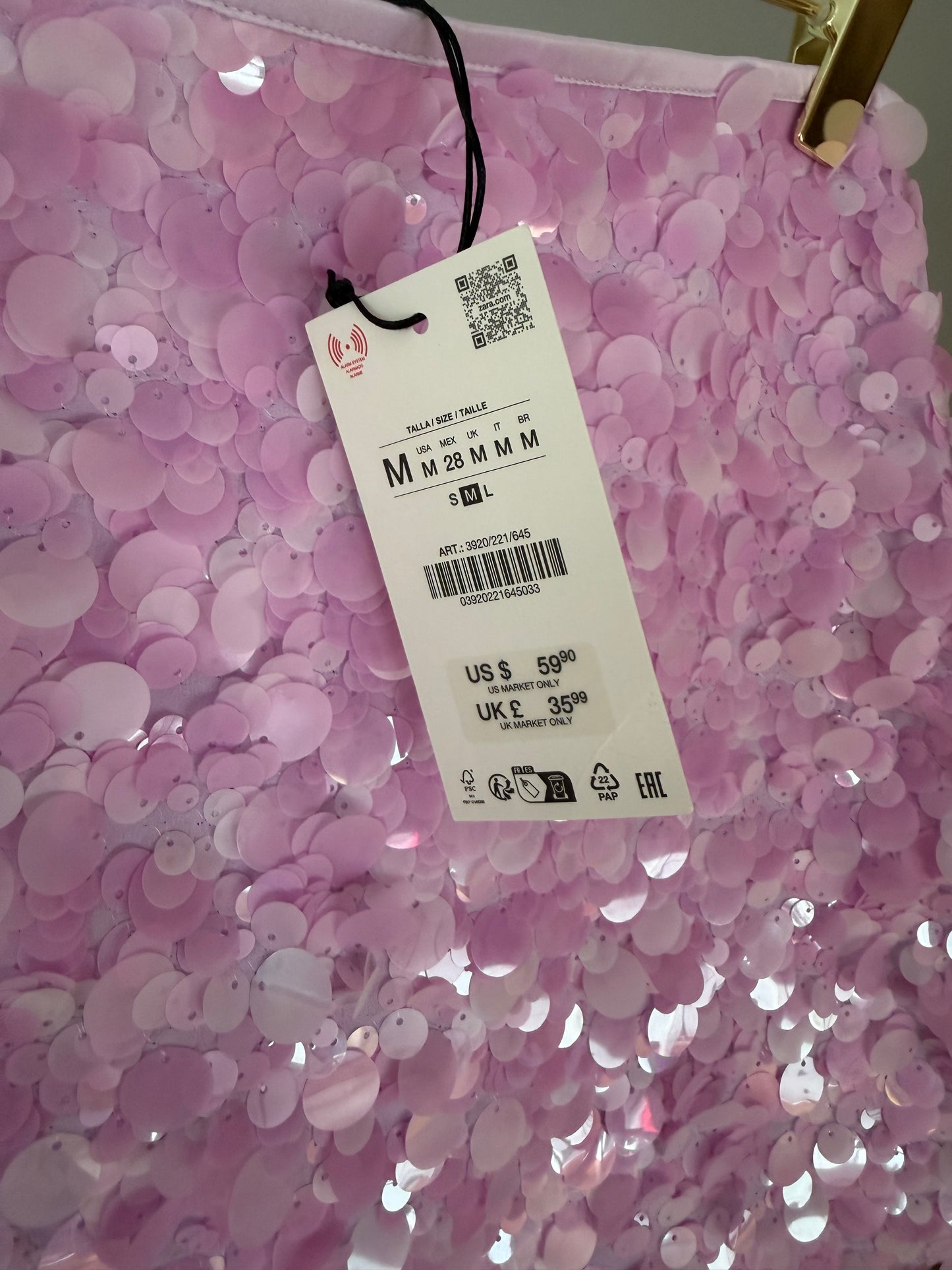 ZARA - Pink Sequins Mini Skirt
