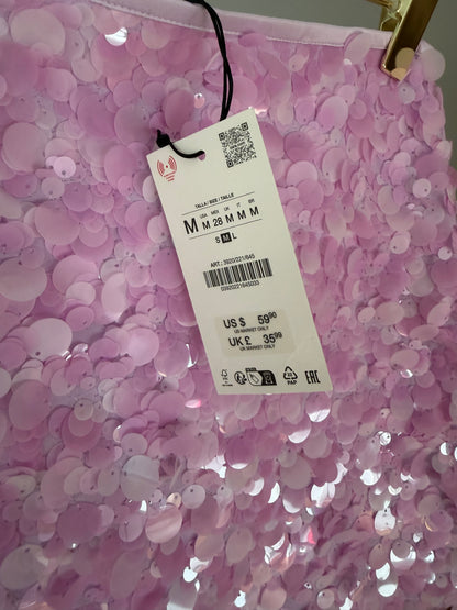 ZARA - Pink Sequins Mini Skirt