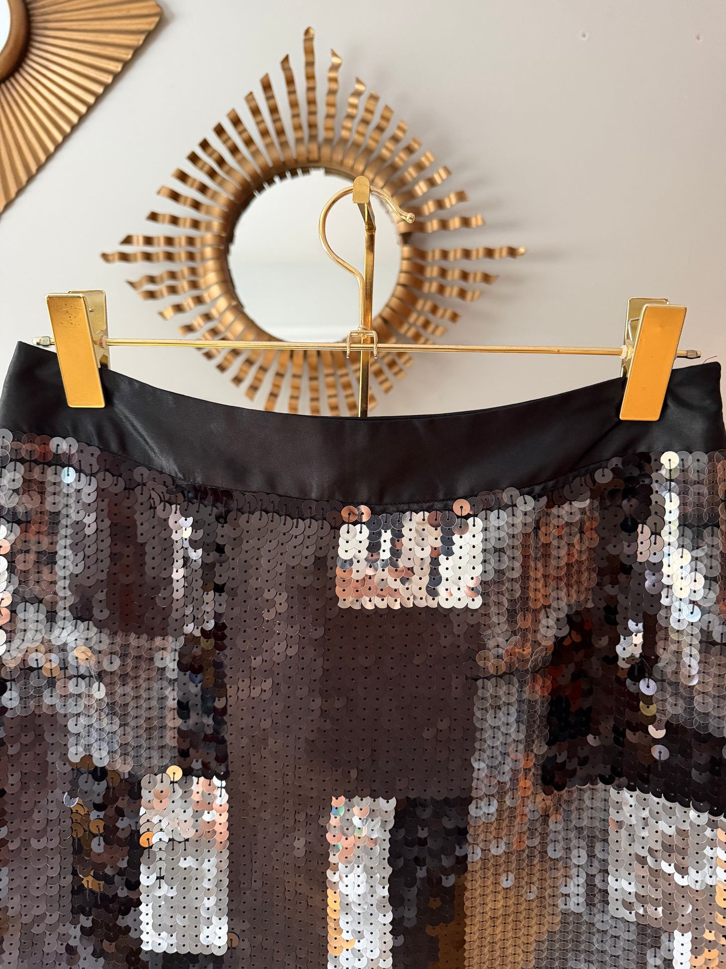 Express - Black Sequin Mini Skirt