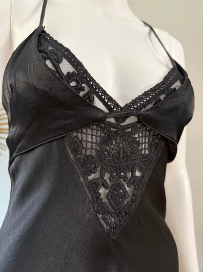 ZARA - Black Maxi Sleep Dress w/ Lace Detail