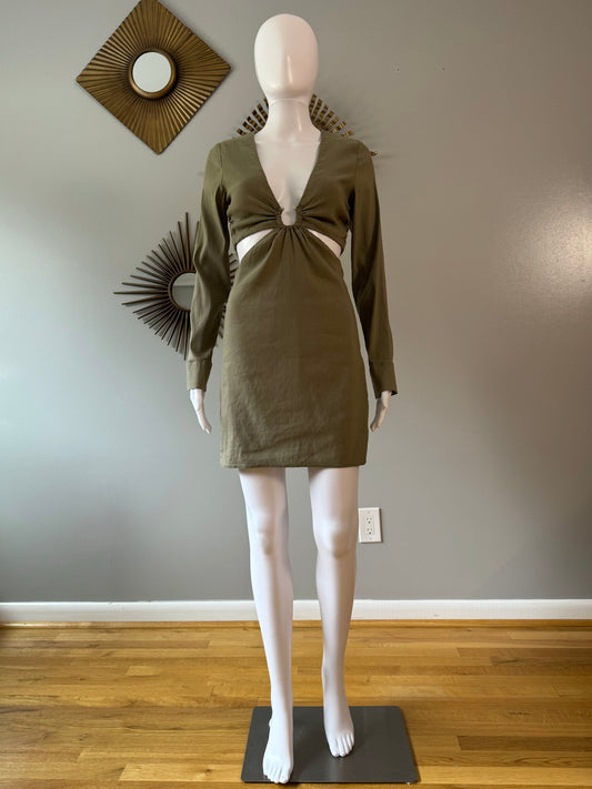 ZARA - Green Deep V Mini Dress