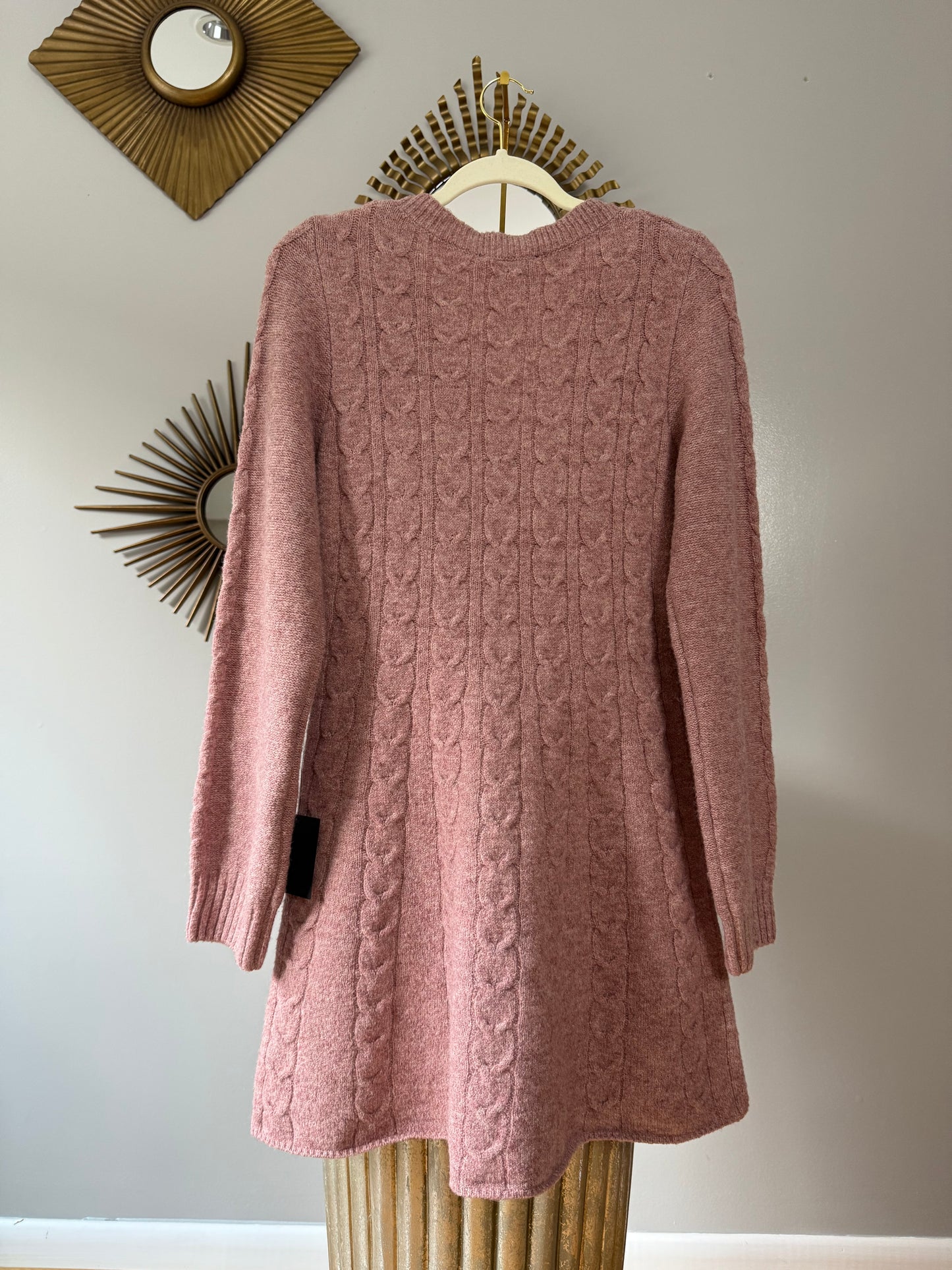 Lulu’s - Mauve Cable Knit Mini Sweater Dress