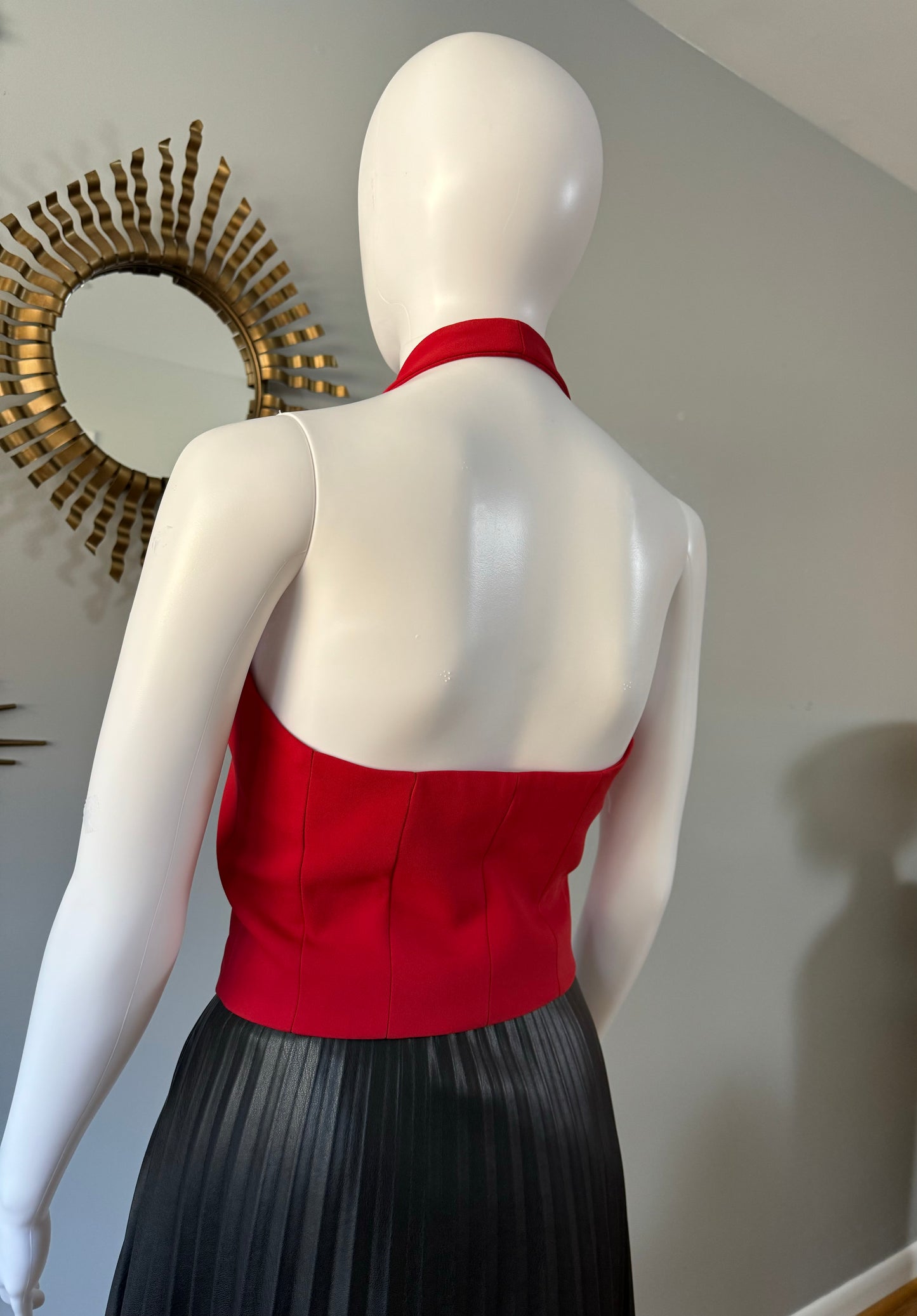 MANGO - Red Rosette Halter Vest