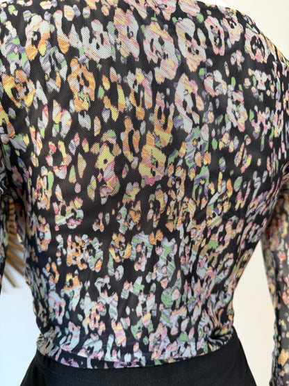 Bebe - Black Floral Mesh Bodysuit