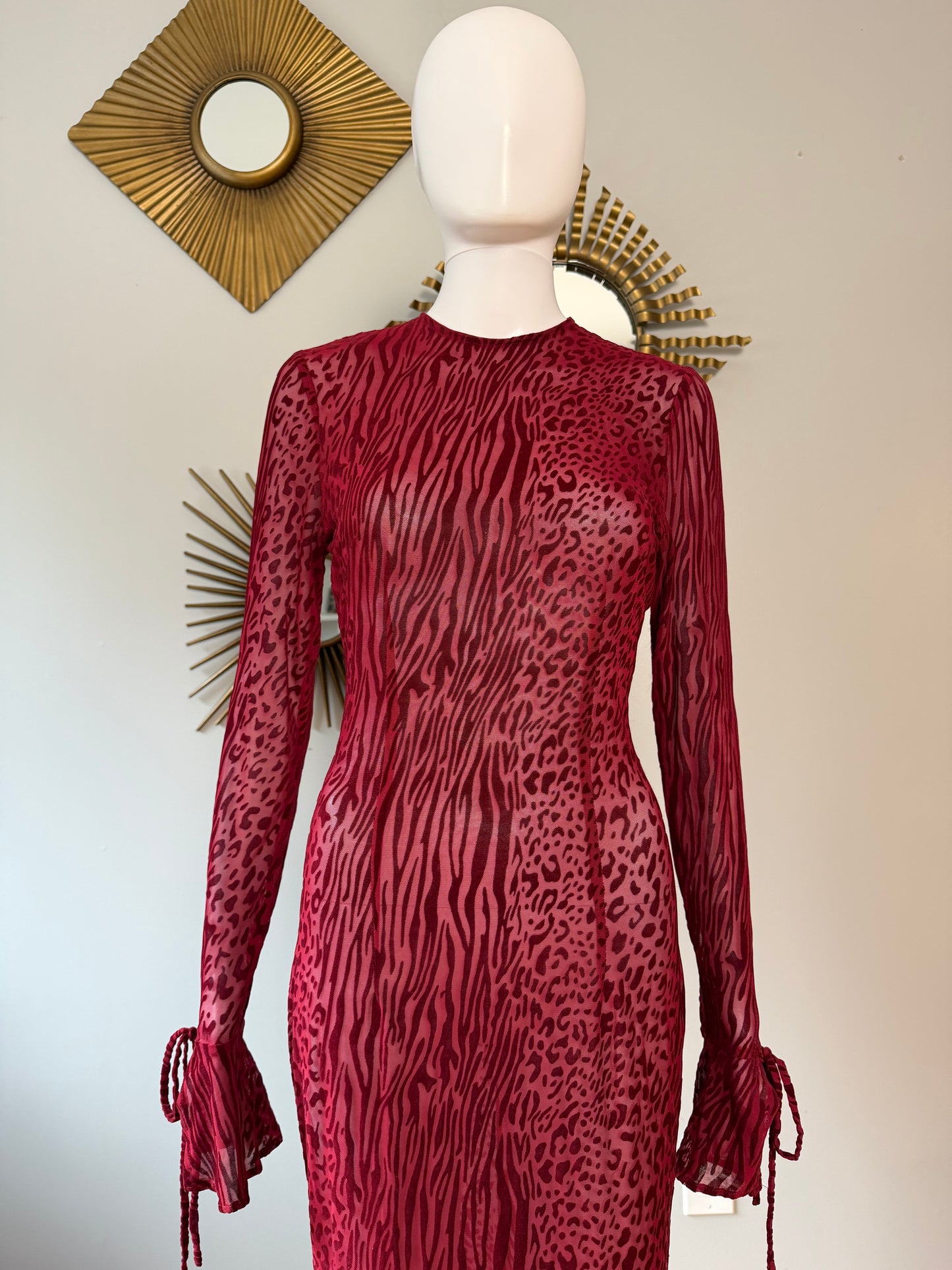 Miss Circle - Red Waylynn Velvet Burnout Maxi Dress