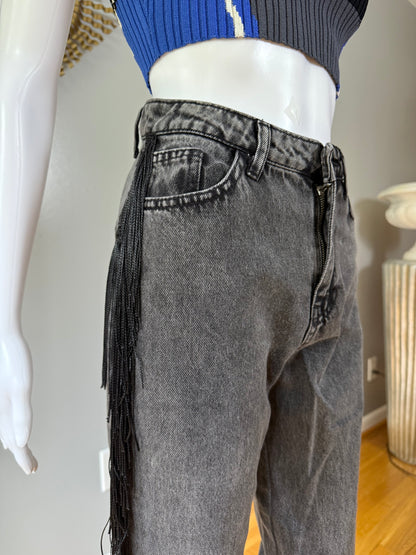 Nasty Gal - Black Fringe Jeans