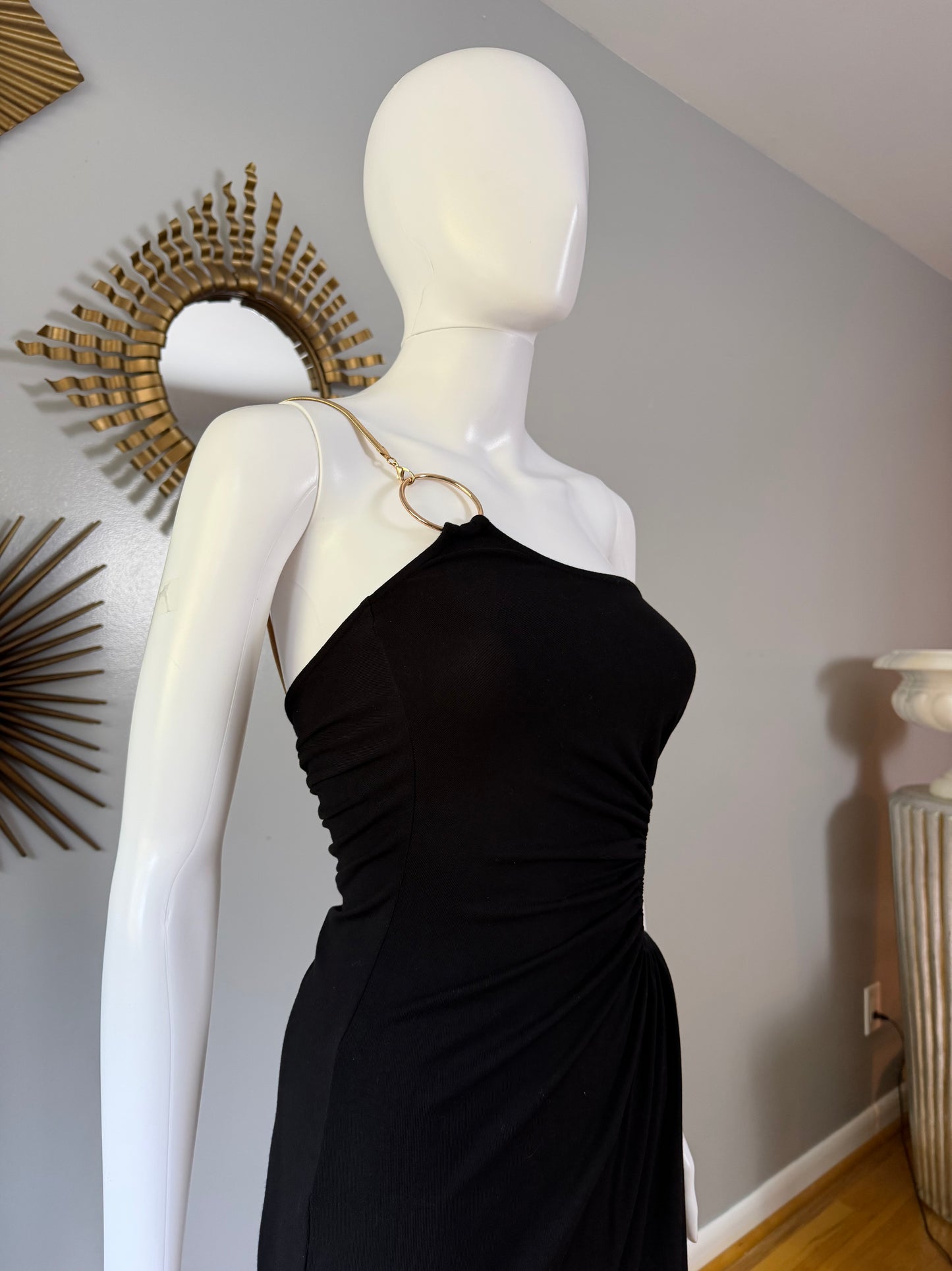 WeWoreWhat - Black Snake Chain One Shoulder Dress