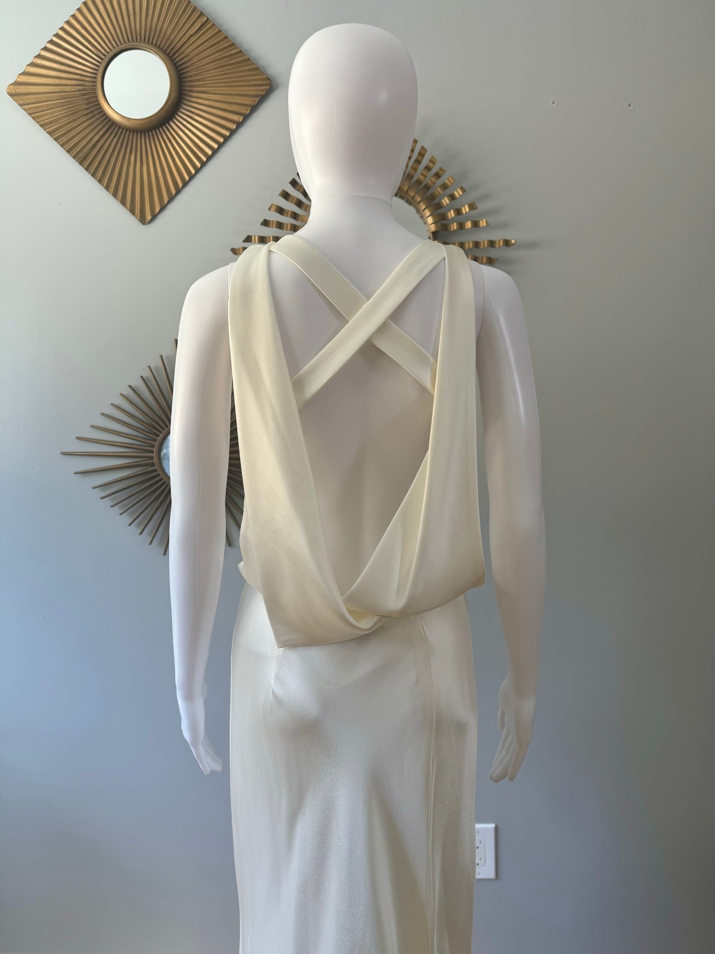 A.B.S by Allen Schwartz - Ivory Gown w/ Open Back-Chic Couture Closet ATL 