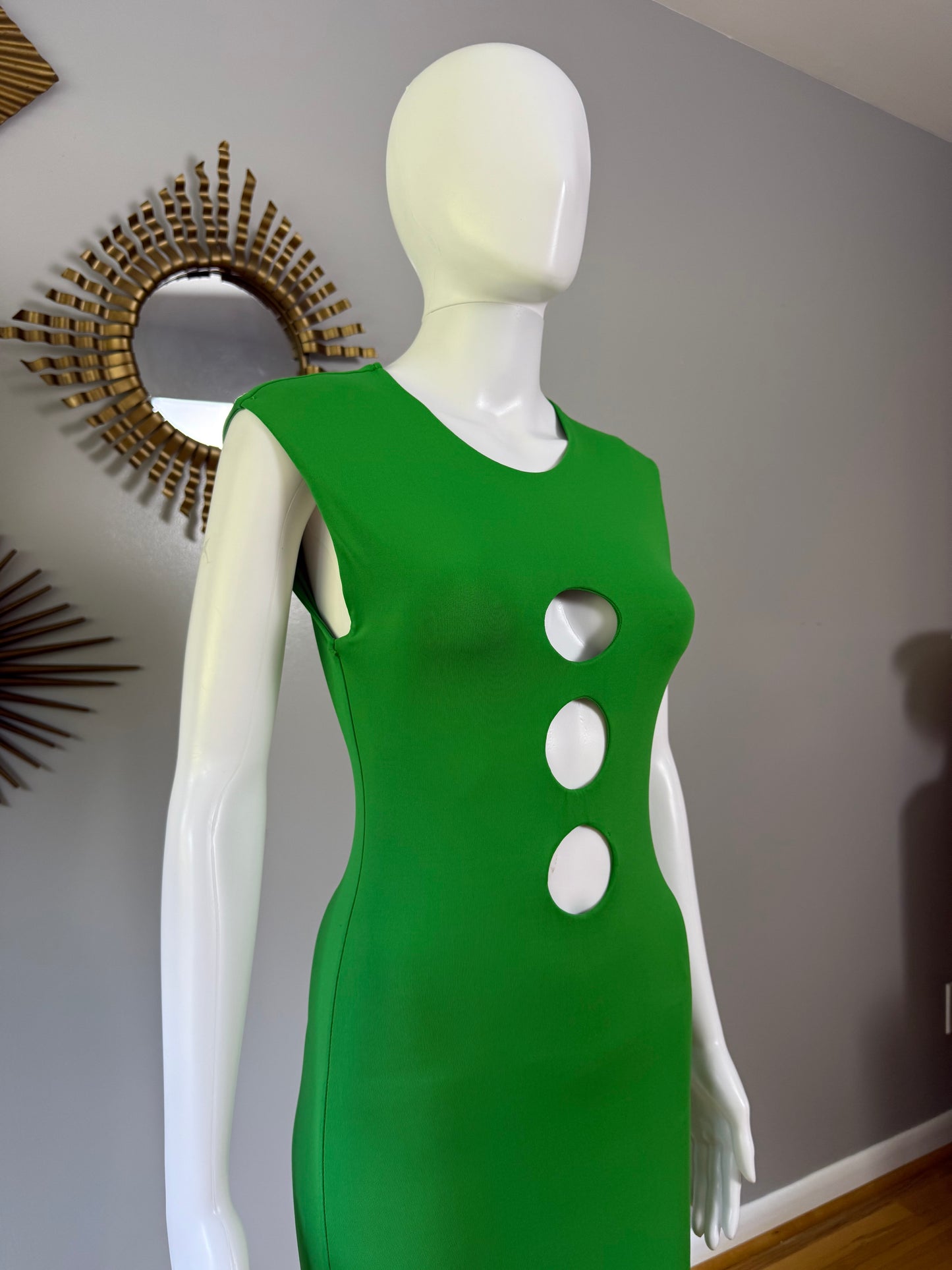 Zara - Green Cutout Midi Dress