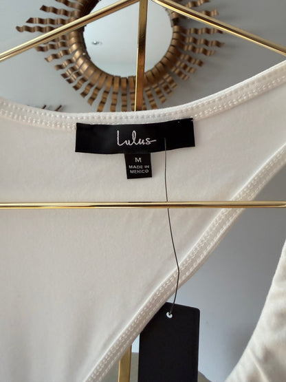 Lulu’s - White Asymmetrical Bodysuit