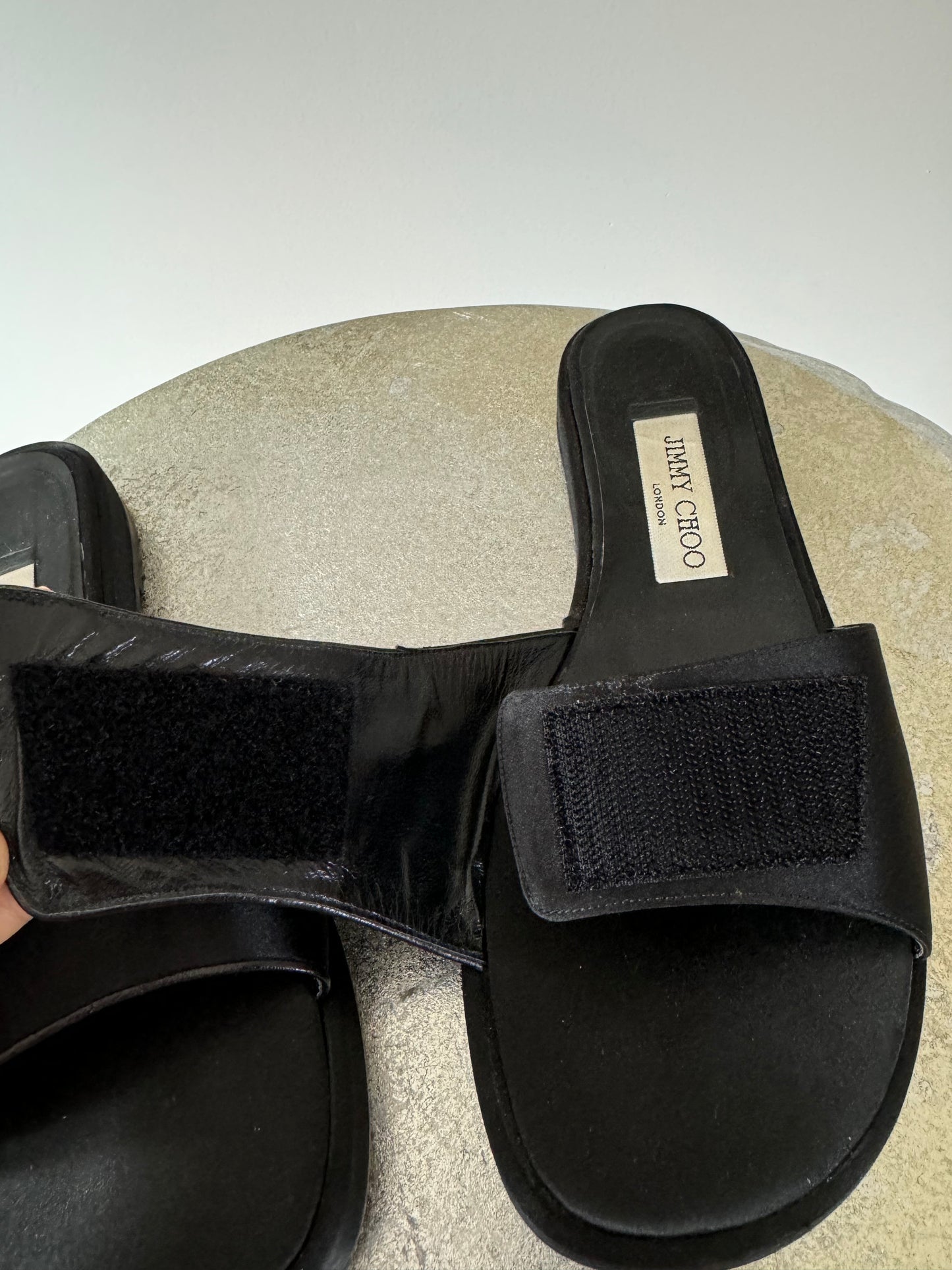 Jimmy Choo - Black Bora Bora Satin Slides