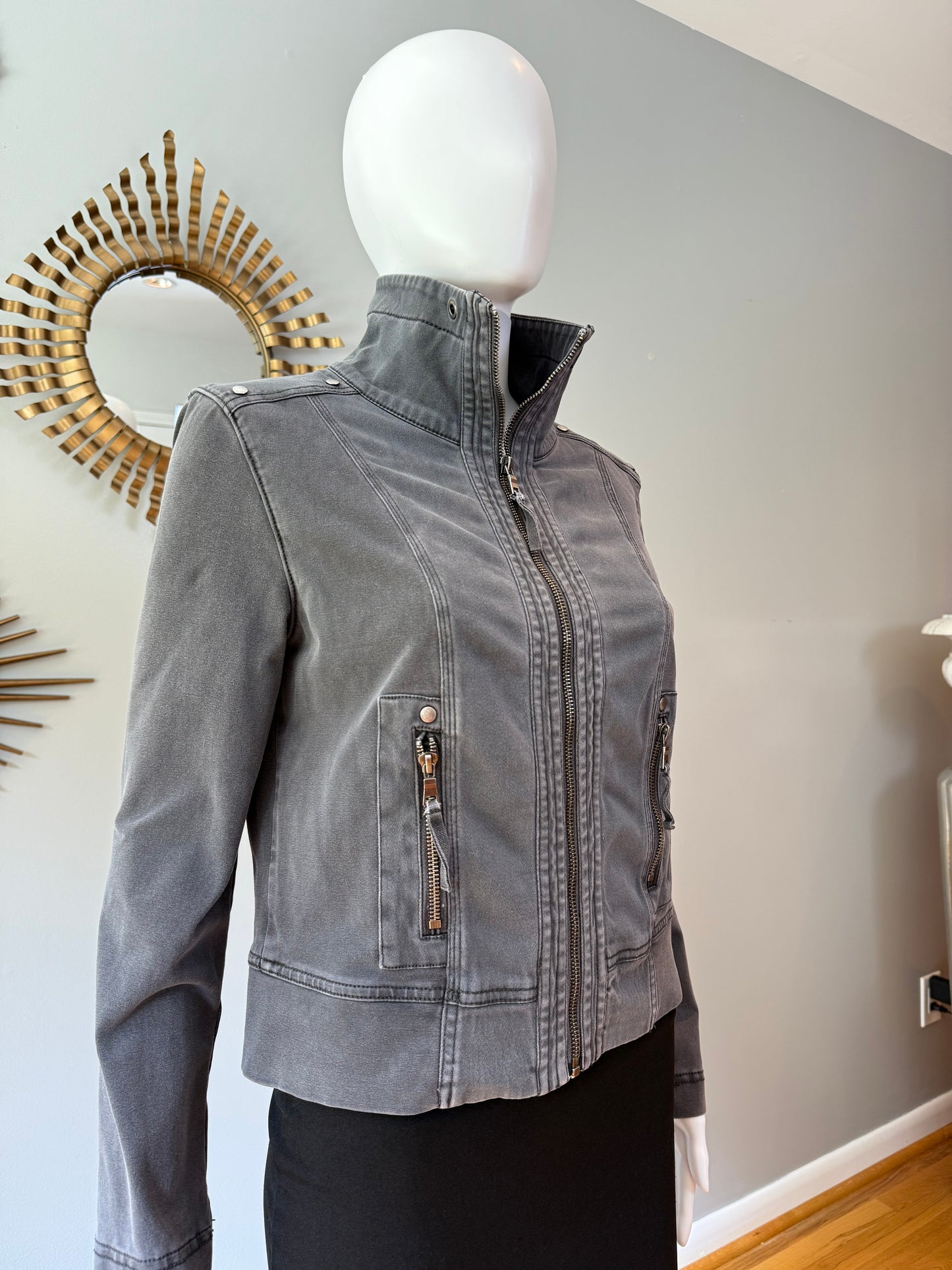Anthropologie - Gray Moto Studded Jacket