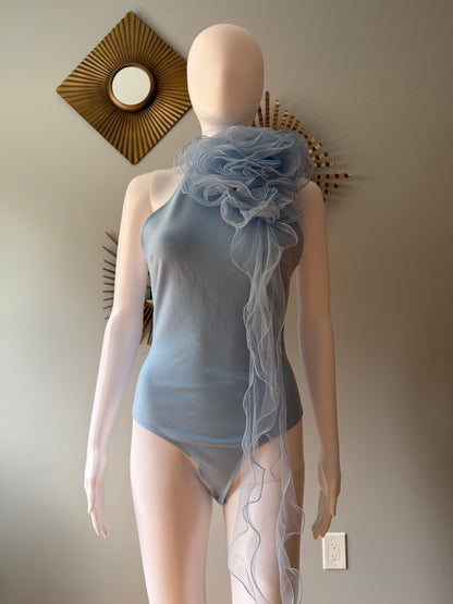 Karen Millen - Blue Tulle Rosette Bodysuit