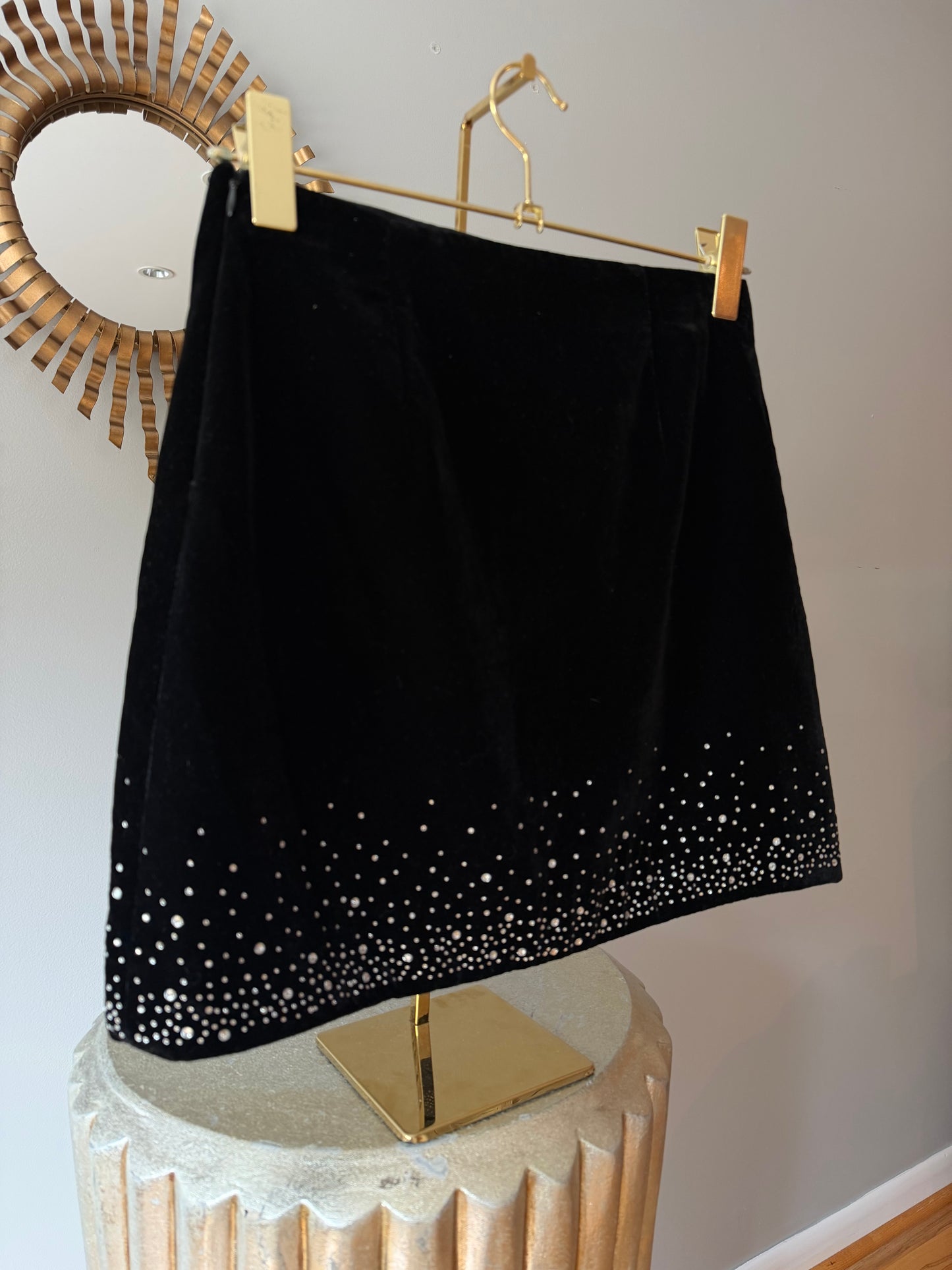 Zara - Black Mini Skirt w/ Rhinestone Accents
