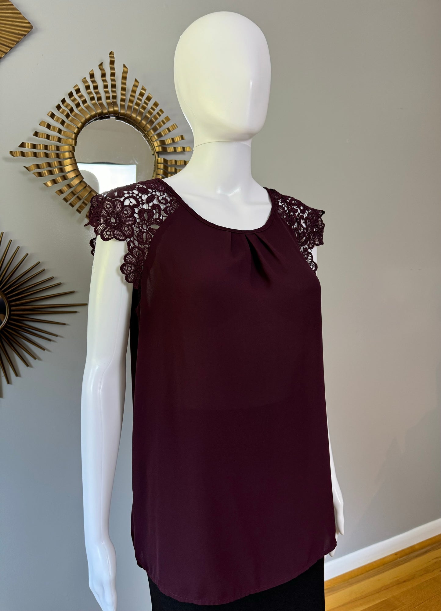 Burgundy Top w/ Lace Details