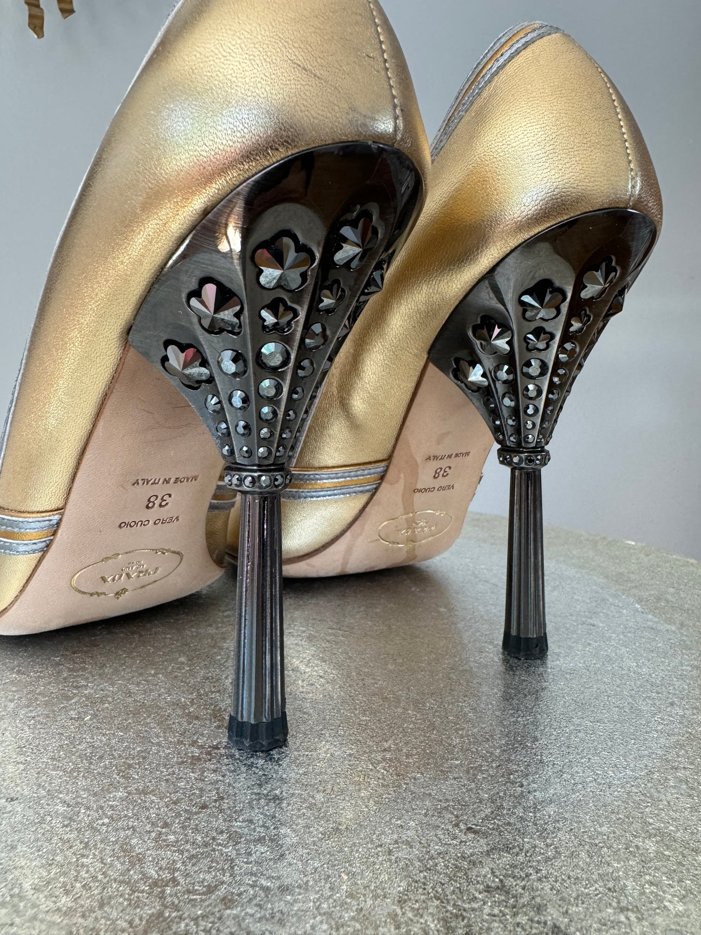 PRADA - Gold/Silver Calzature Donna Platino Heels