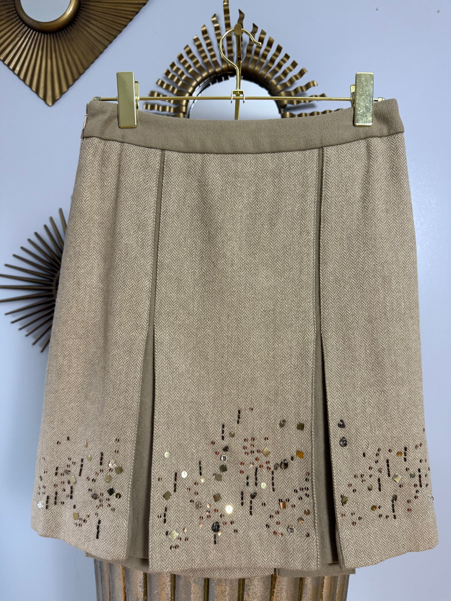 Ann Taylor Loft - Beige Skirt W/ Beaded Details