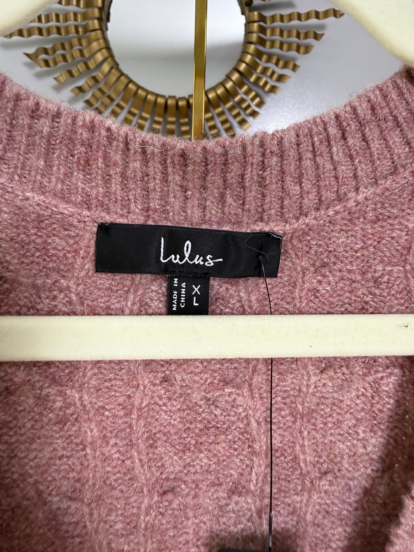 Lulu’s - Mauve Cable Knit Mini Sweater Dress