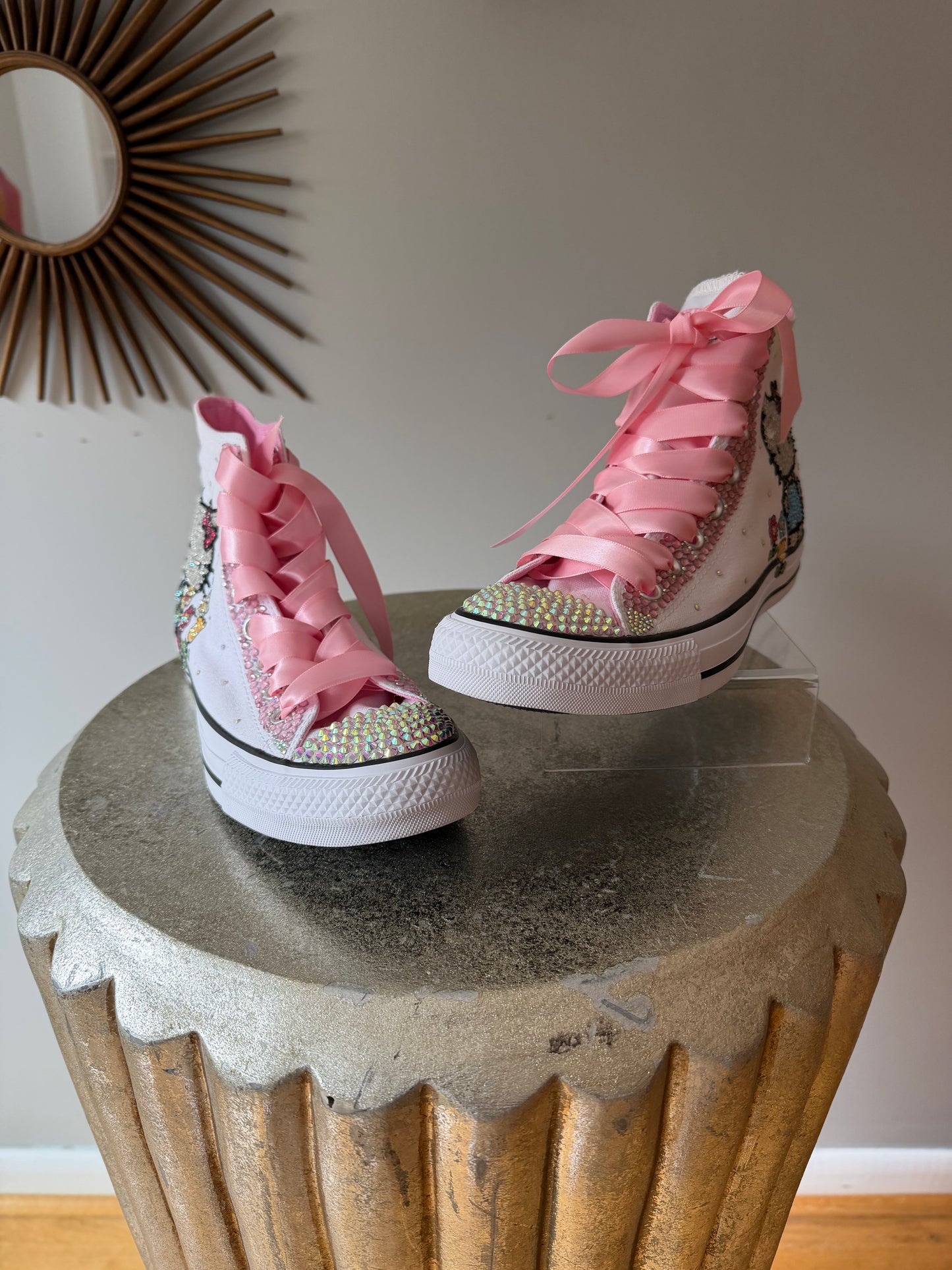 Converse - Hello Kitty White & Pink Bedazzled High Top Sneakers