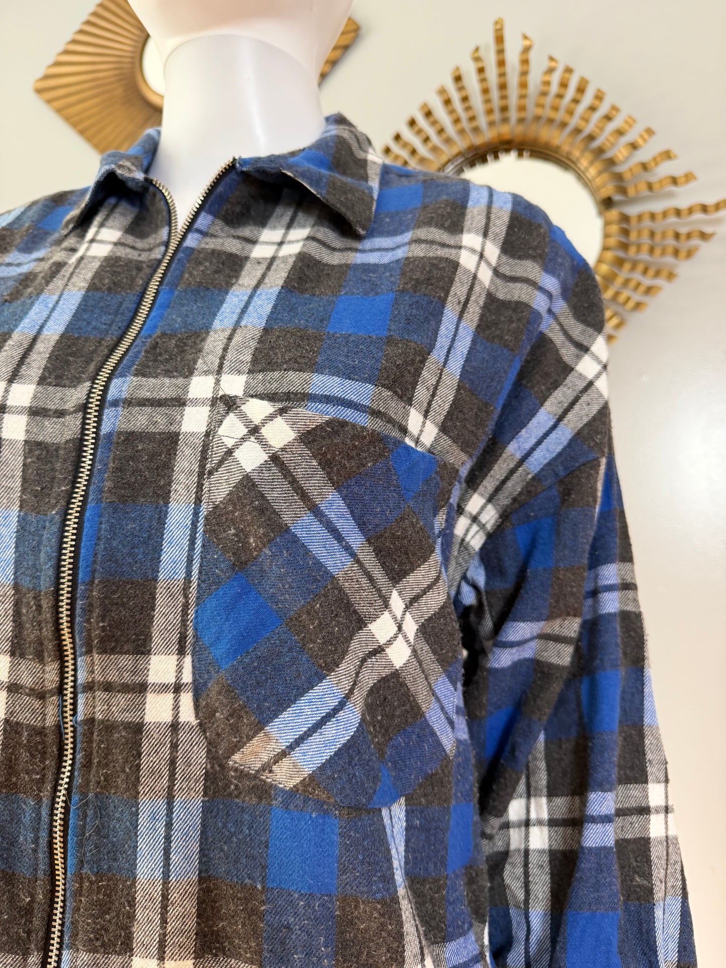 ZARA - Blue Plaid Flannel Tunic Top