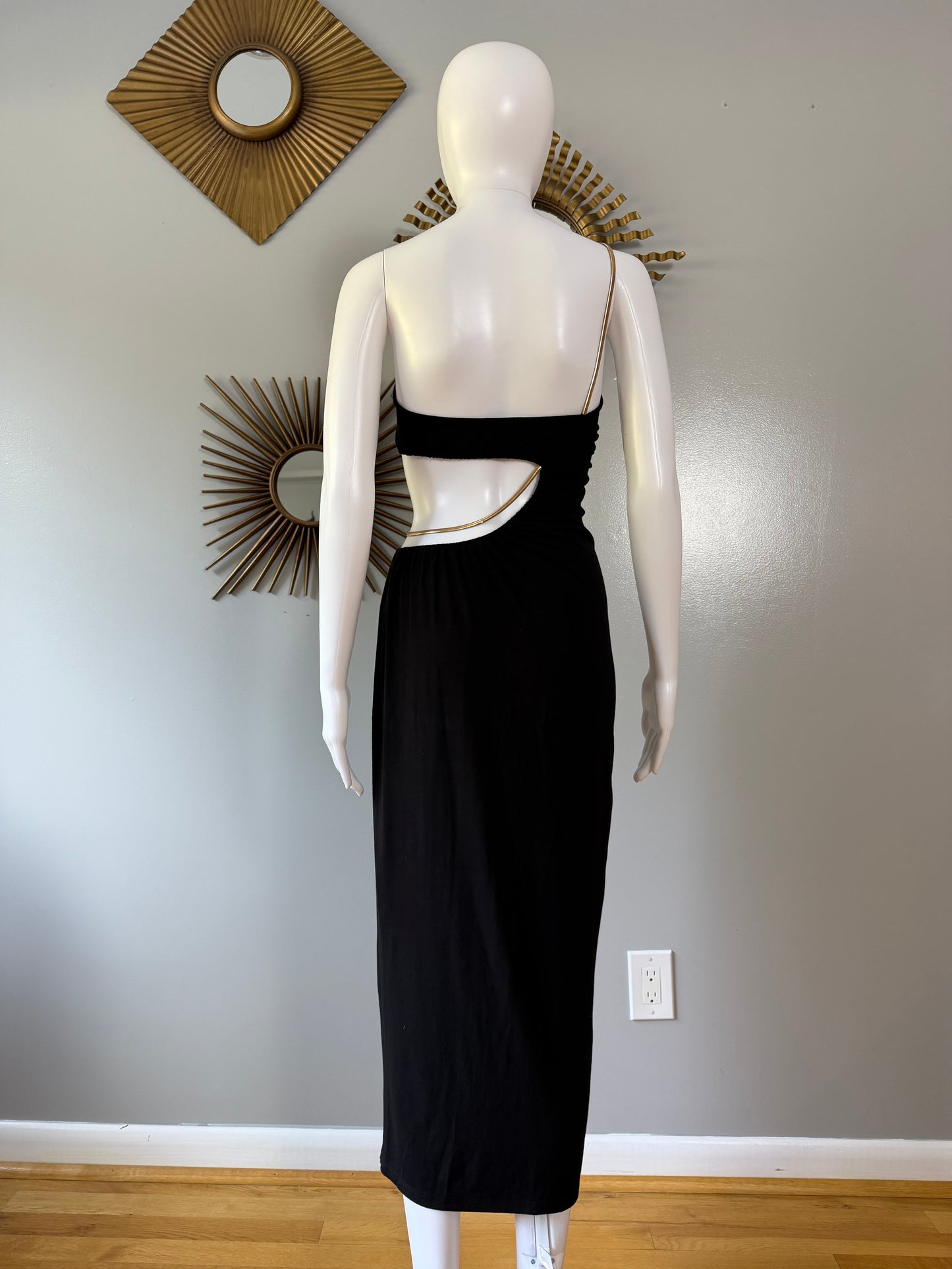 WeWoreWhat - Black Snake Chain One Shoulder Dress