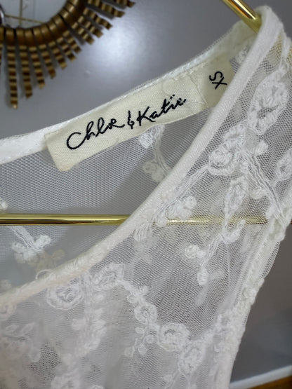 Chloe & Katie - White Lace Boho Top